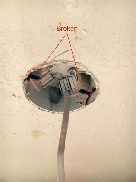 how to remove blue junction box from ceiling|broken light junction box replacement.